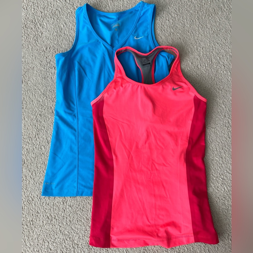 Nike Blue and Pink Athletic Tank Tops